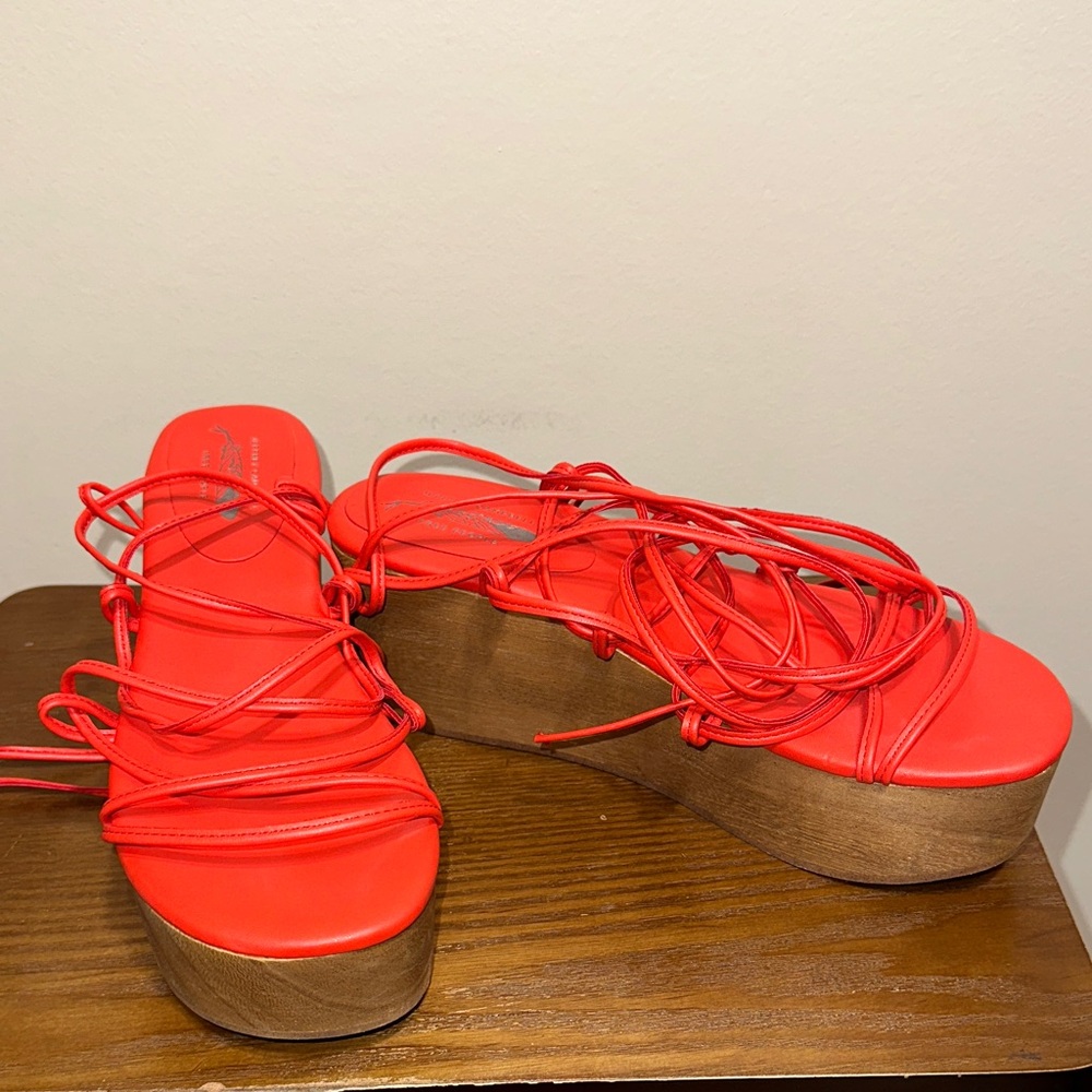 Jeffrey Campbell + Free People Red Strappy Platform Sandals